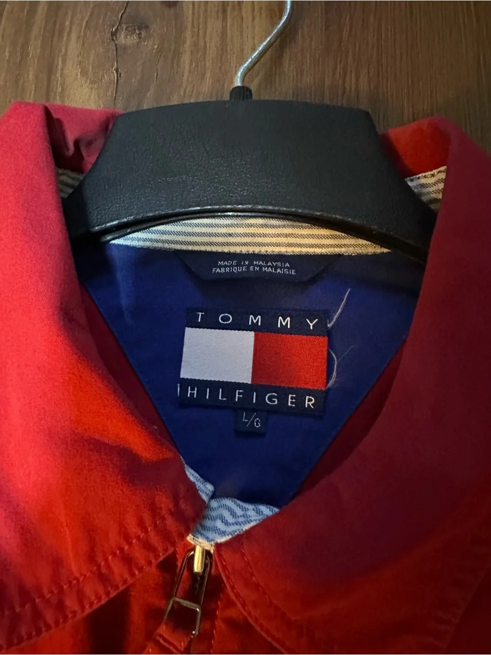 Vintage Tommy Hilfiger Red Men's Lightweight Zip Jacket Size L